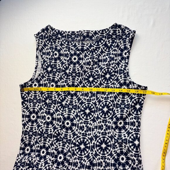 Blue & White Sleeveless Geometric Print Dress - Size S - Picture 3 of 8